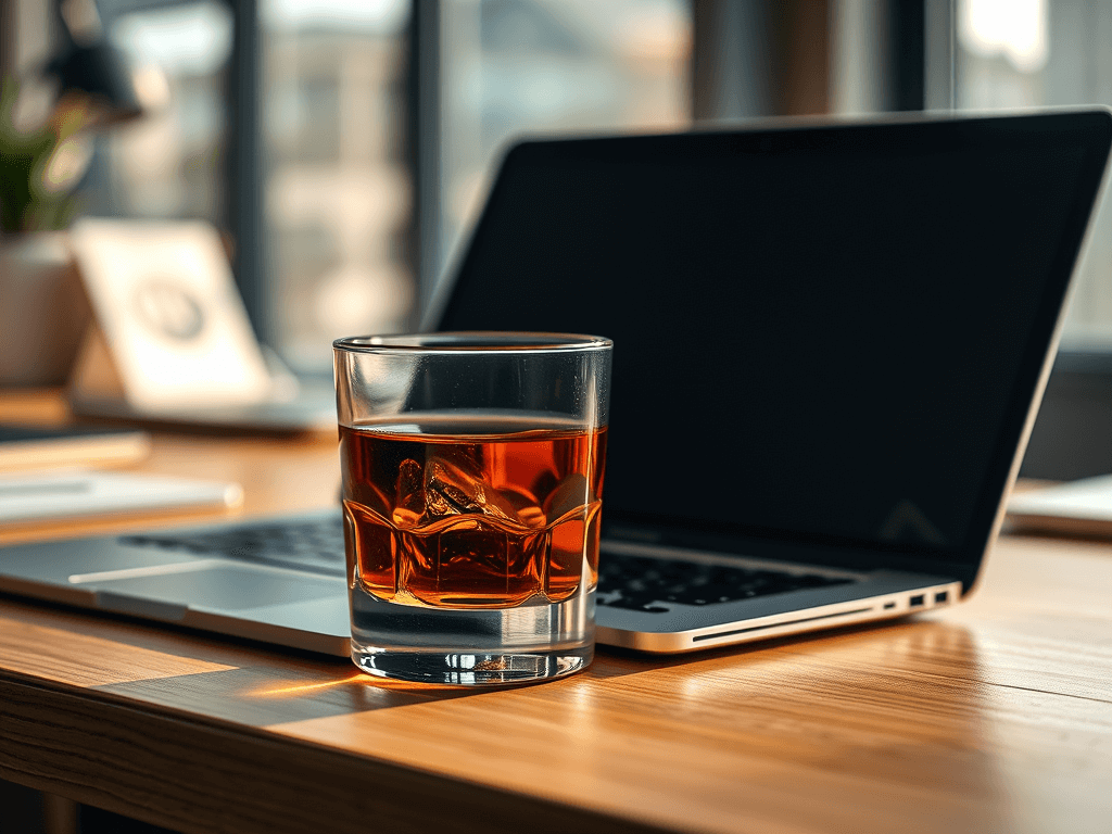 Laptop with THC drink
